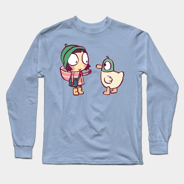 cute sarah and duck #4 / children's cartoon Long Sleeve T-Shirt by mudwizard